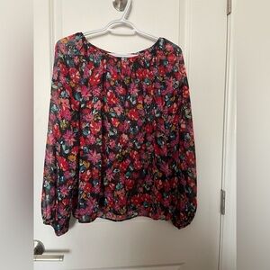 Vince Camuto Top Blouse Long Sleeve Floral Peasant Blouse Size MED